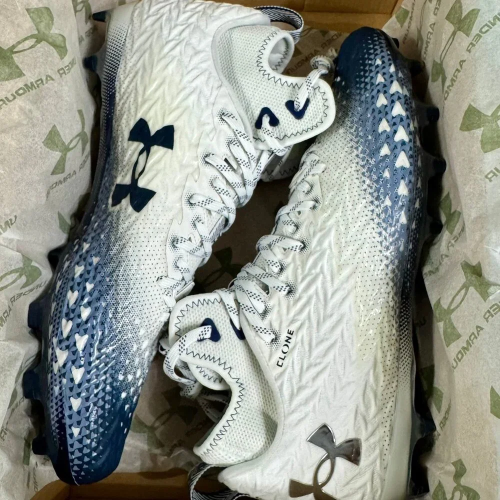Under Armour - Spotlight Clone 3.0 MC Mens Football Cleats‎ White-Navy - Picture 5 of 8